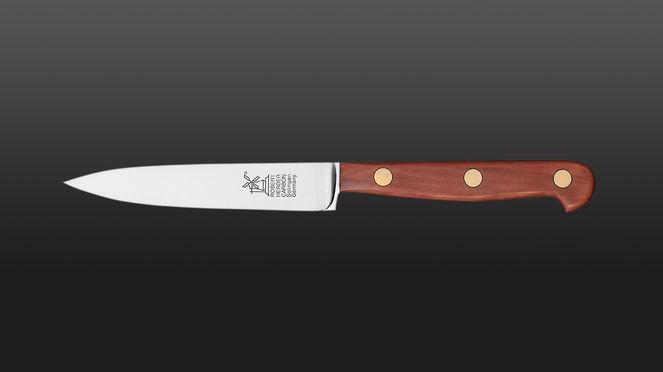 
                    noble carbon steel paring knife with cherrywood handle