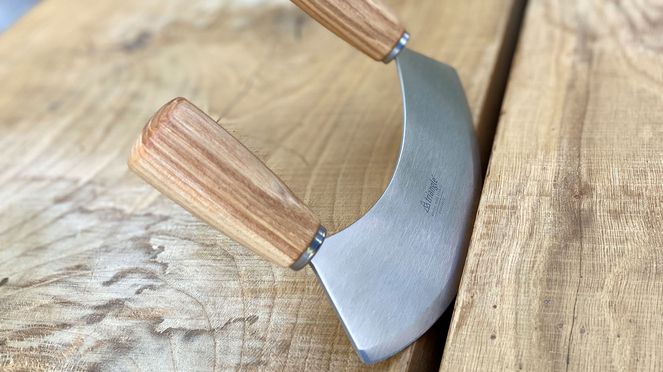 
                    Wooden Chopping Knife for herbs, nuts, garlic or onions