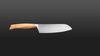 
                    The handle of the Santoku Wok is made of grained olive wood