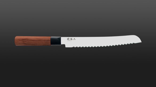 
                    Red Wood bread knife of Kai with serrated edge
