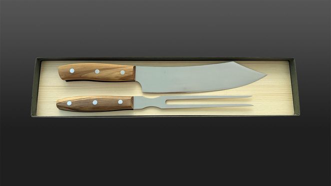 
                    Set de gril Wok se composant du couteau à griller Wok et de la fourchette à viande Wok (tous deux rivetés)