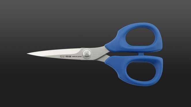 
                    The Kai embroidery scissors has a soft, blue grip and is easy to handle
